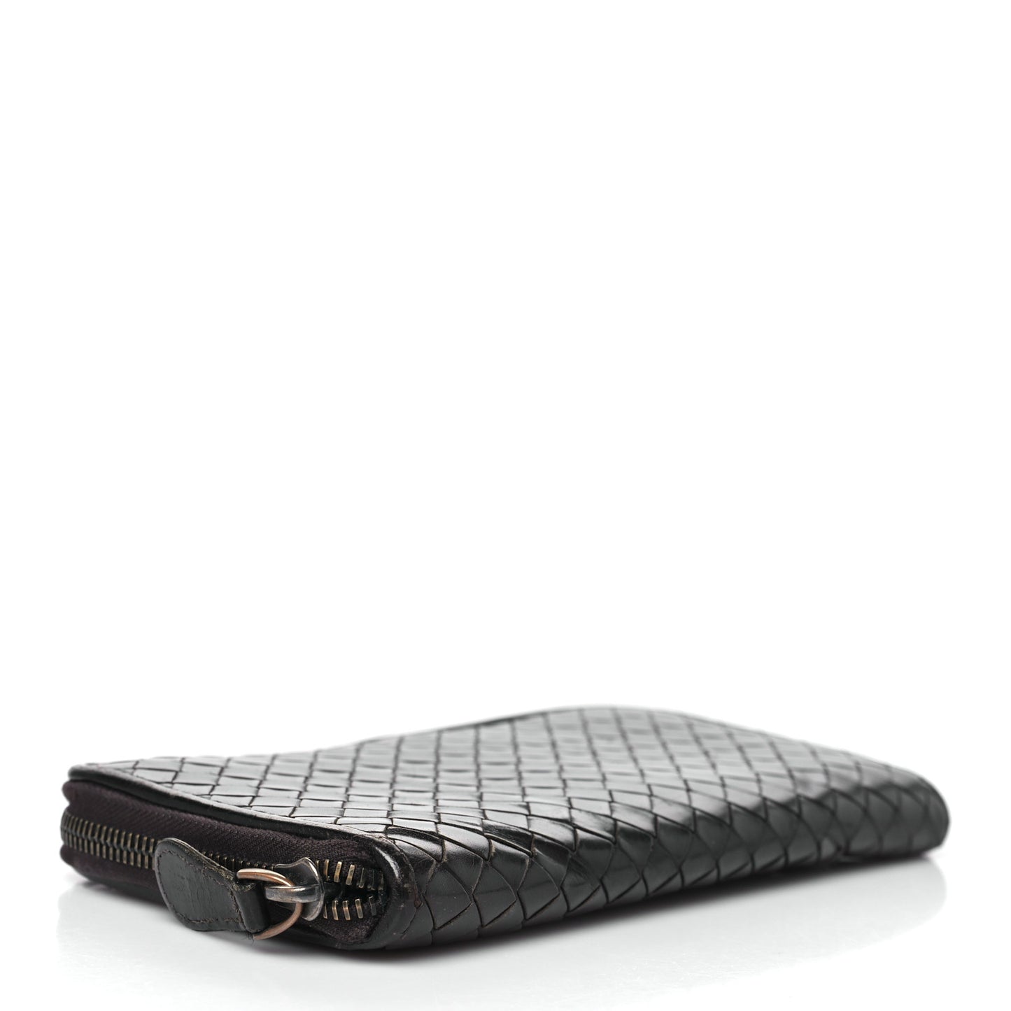 Nappa Intrecciato Zip Around Wallet Ebano