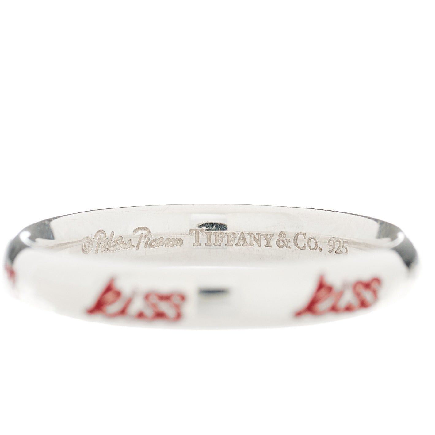 Tiffany Sterling Silver Enamel Paloma Picasso Kiss Band Ring 50 5.5 Red 4 of 5