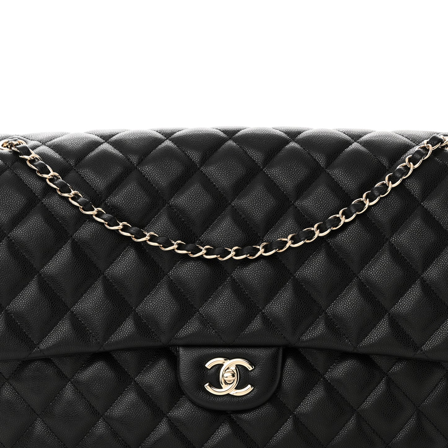 Caviar Quilted Small XXL Travel Flap Bag Black