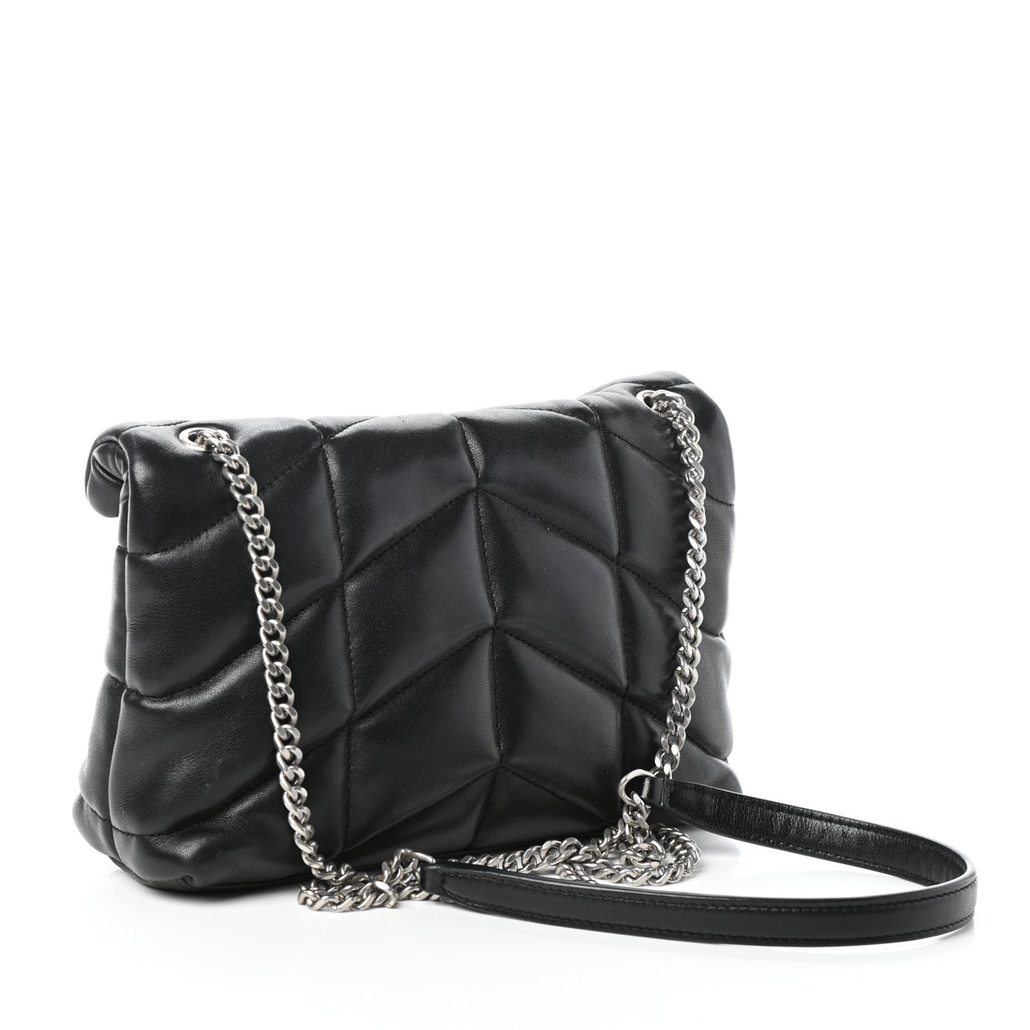 Lambskin Quilted Toy Loulou Puffer Monogram Chain Satchel Black