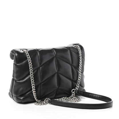 Saint Laurent Lambskin Quilted Toy Loulou Puffer Monogram Chain Satchel Black 3 of 9