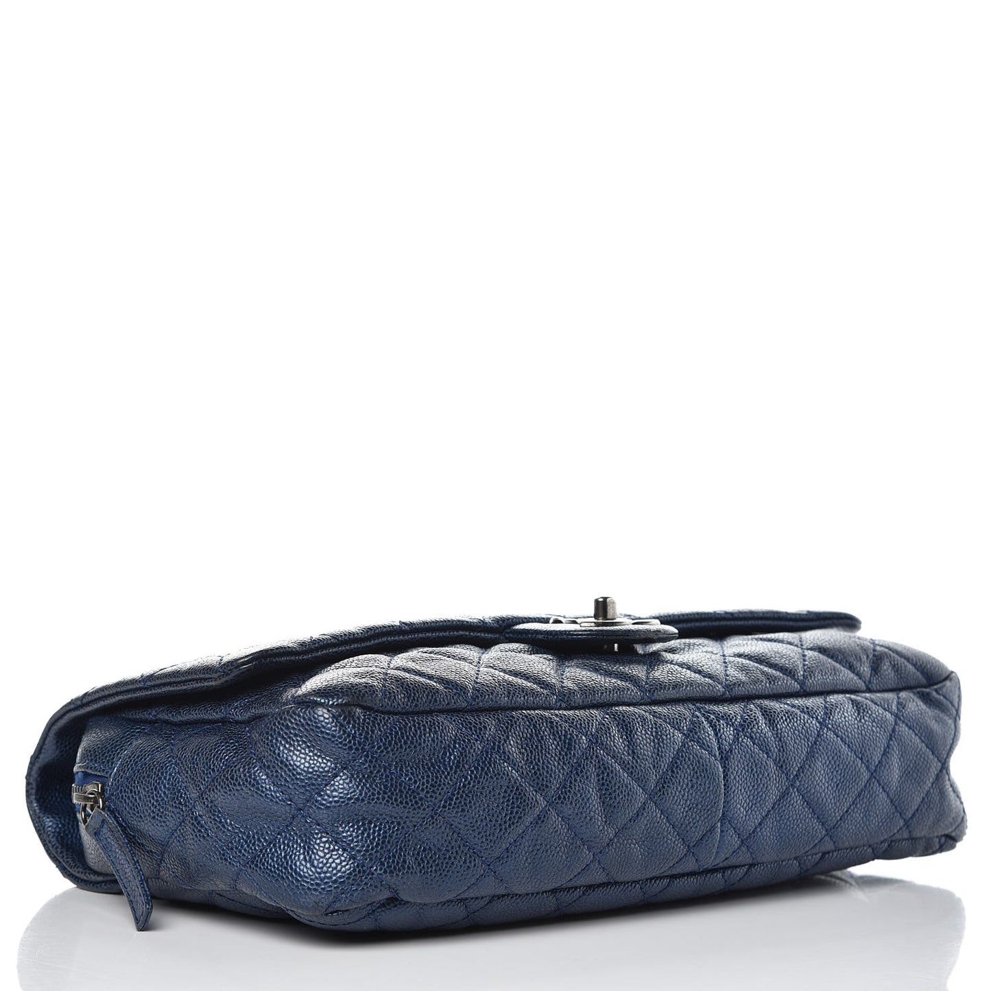 Iridescent Caviar Quilted Large Chic Flap Blue