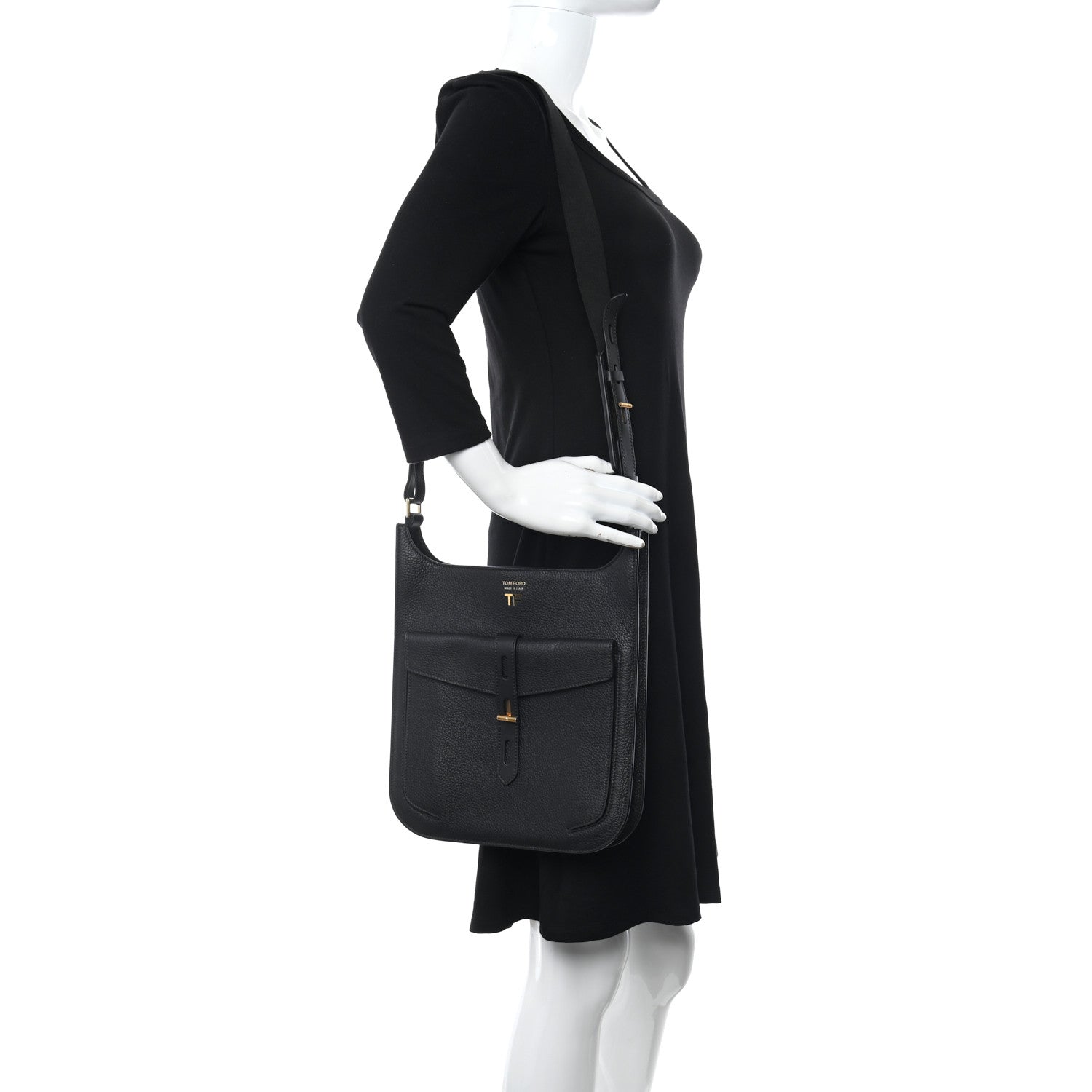 Tom Ford Grain Calfskin T Twist Crossbody Bag Black 3 of 9