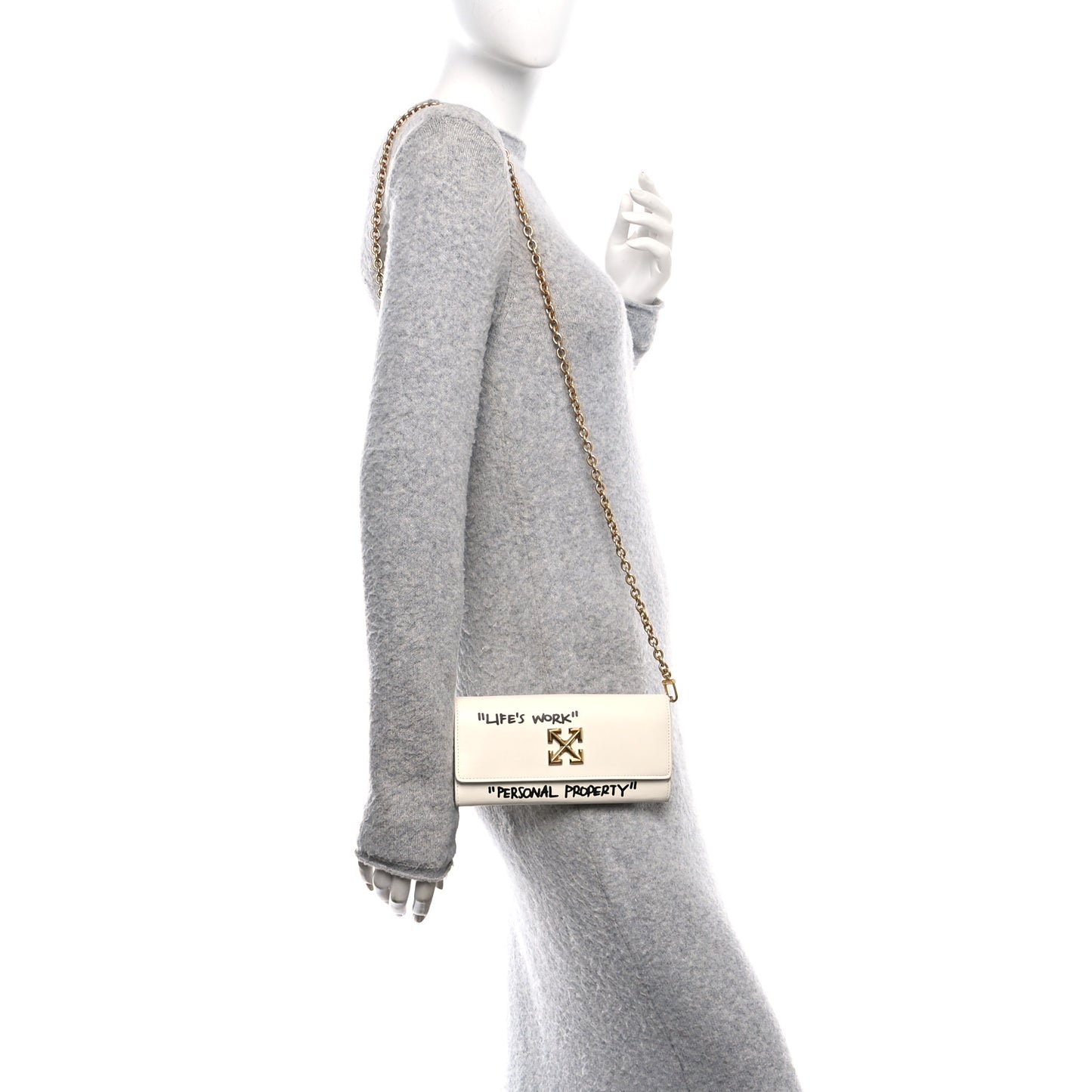 Calfskin Jitney Logo Flap Wallet On Chain White