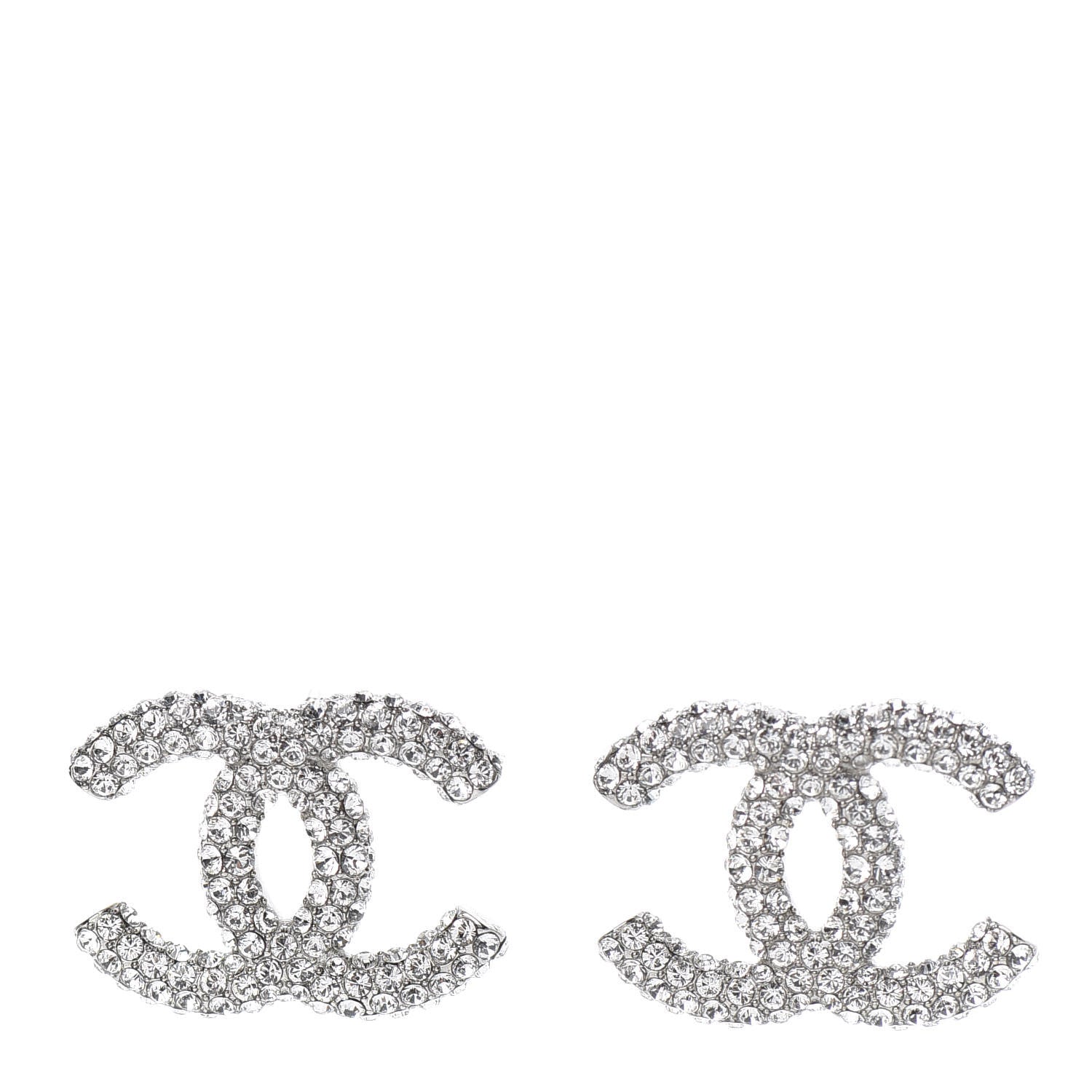 Chanel Crystal CC Earrings Silver 1 of 5