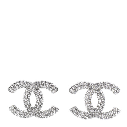 Chanel Crystal CC Earrings Silver 1 of 5