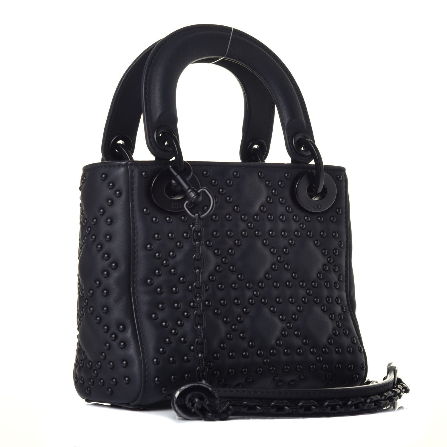Christian Dior Ultra Matte Calfskin Cannage Studded Mini Supple Lady Dior Black 3 of 9