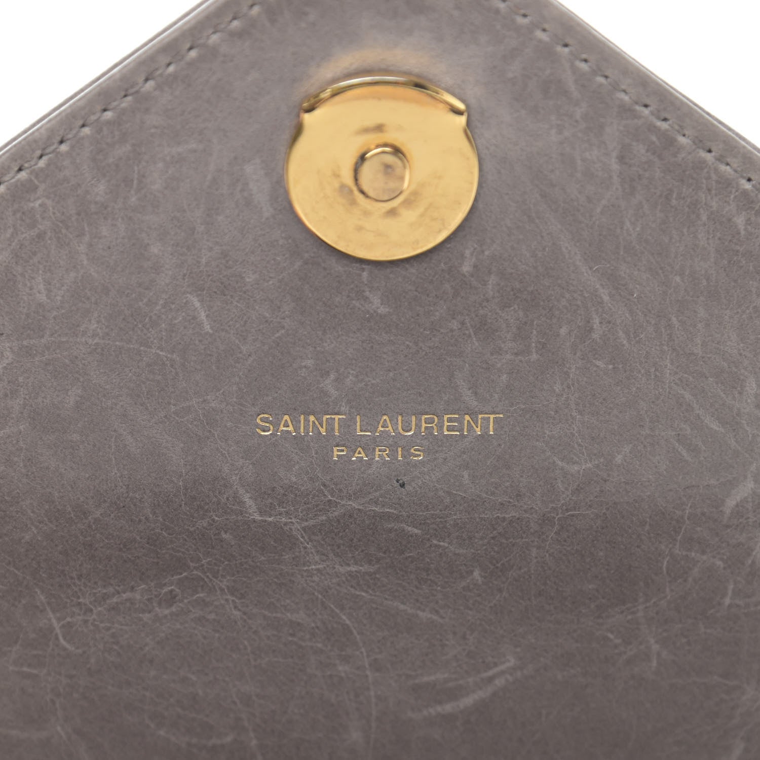 Saint Laurent Waxed Calfskin Matelasse Chevron Medium Monogram College Bag Fog Gray 7 of 17