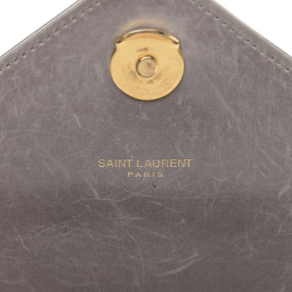 Saint Laurent Waxed Calfskin Matelasse Chevron Medium Monogram College Bag Fog Gray 7 of 17
