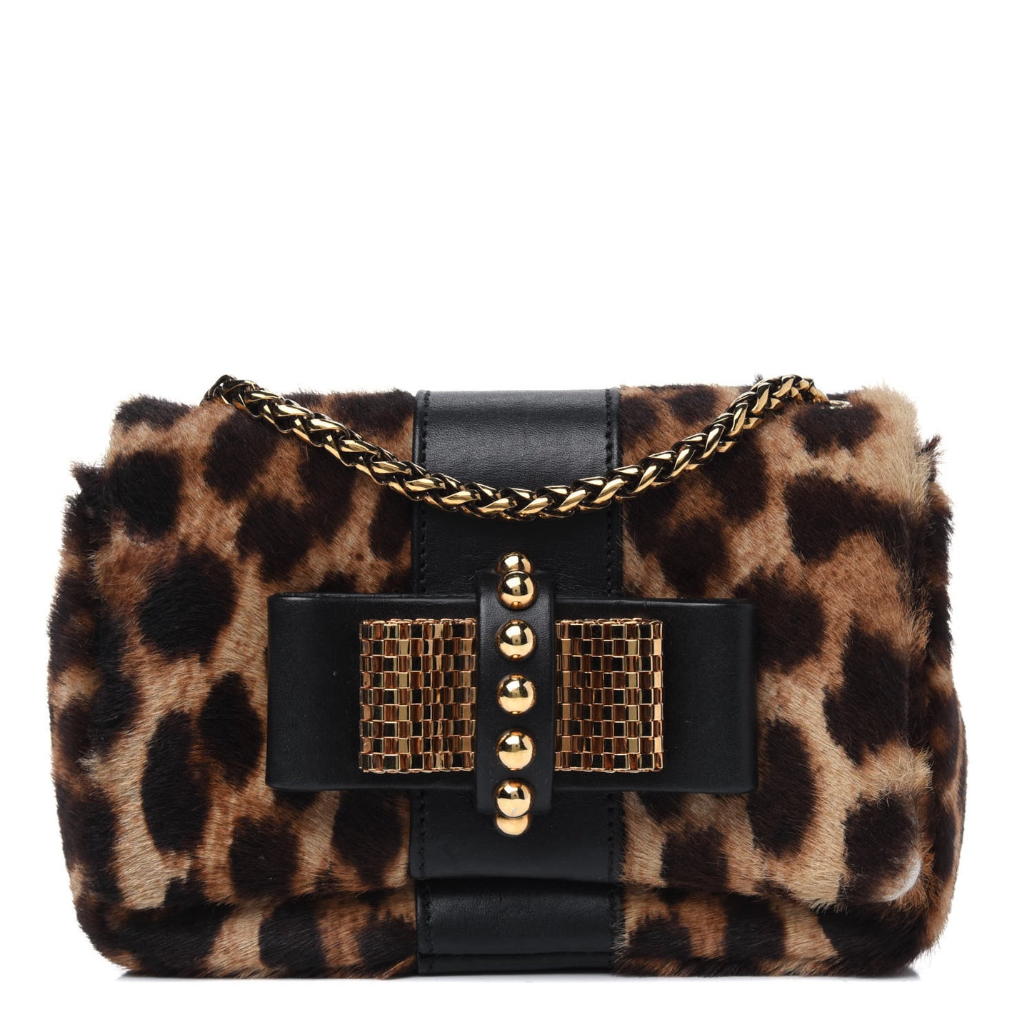 Calf Hair Leopard Print Sweet Charity Crossbody Bag