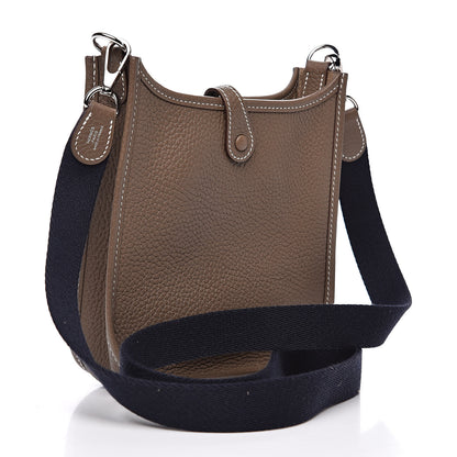 Hermes Taurillon Clemence Amazone Evelyne TPM Etoupe Bleu Indigo 3 of 11