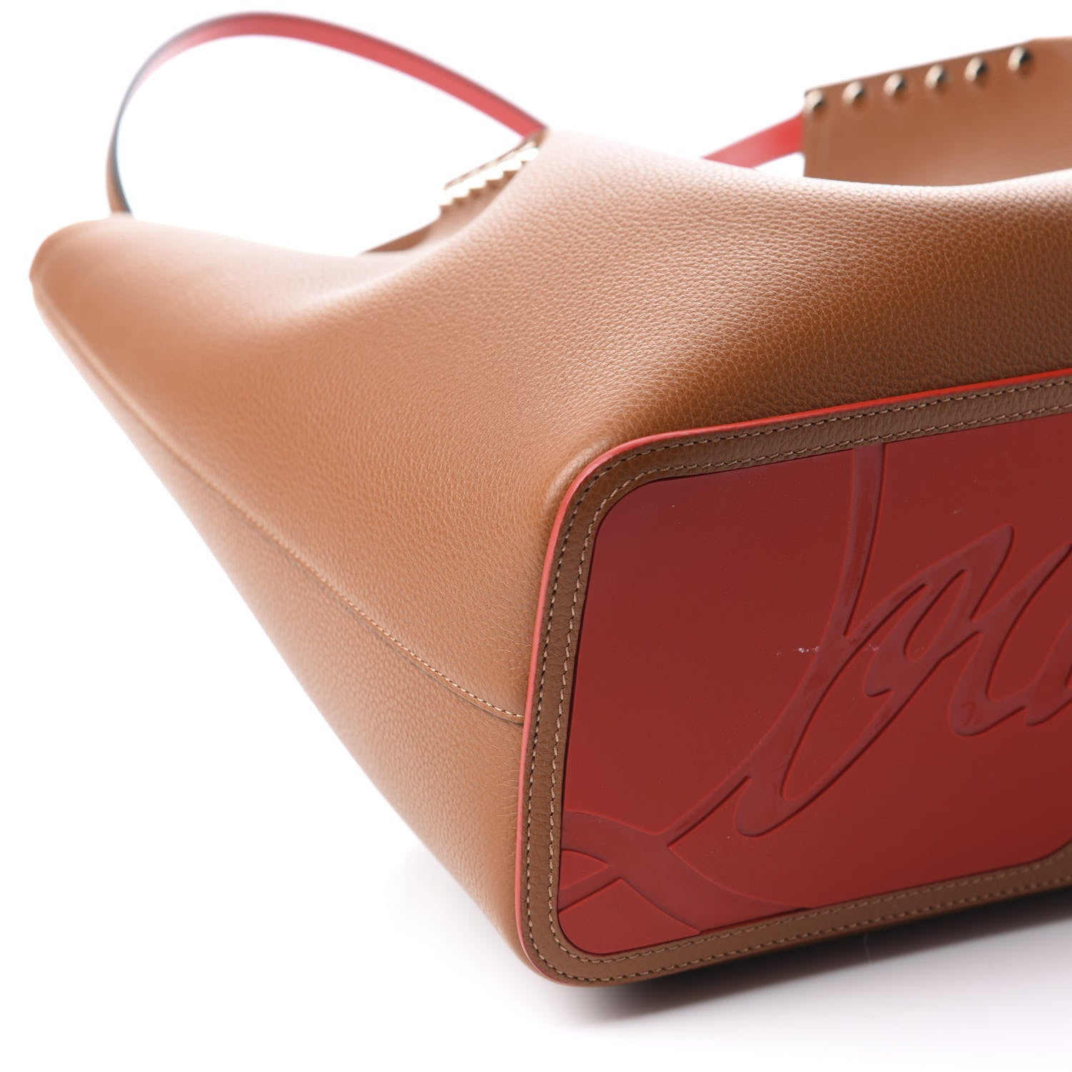 Christian Louboutin Calfskin Large Cabarock Spikes Tote Brown 6 of 9