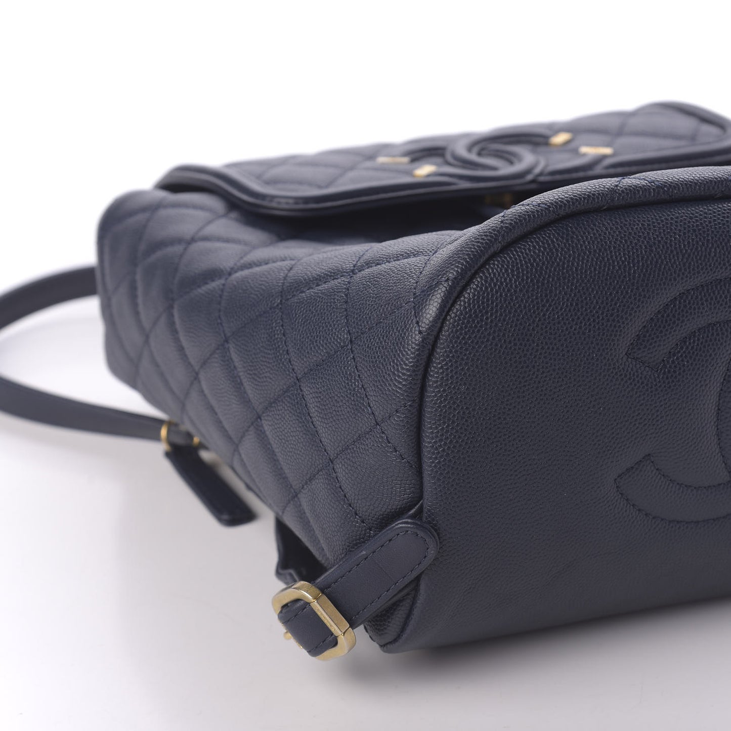 Caviar Quilted Filigree Backpack Navy