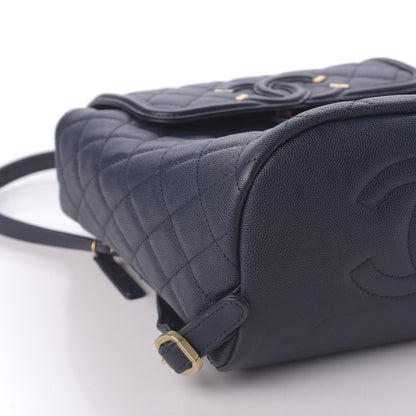 Chanel Caviar Quilted Filigree Backpack Navy 5 of 10