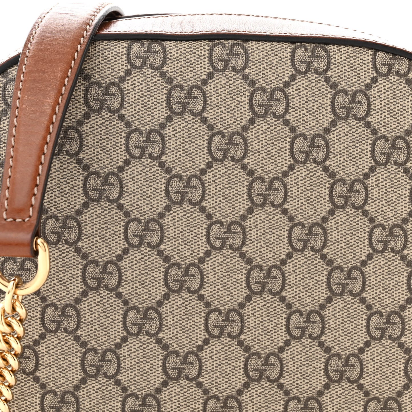 GG Supreme Monogram Cuoio Toscano Mini Chain Shoulder Bag Beige Ebony Cuir