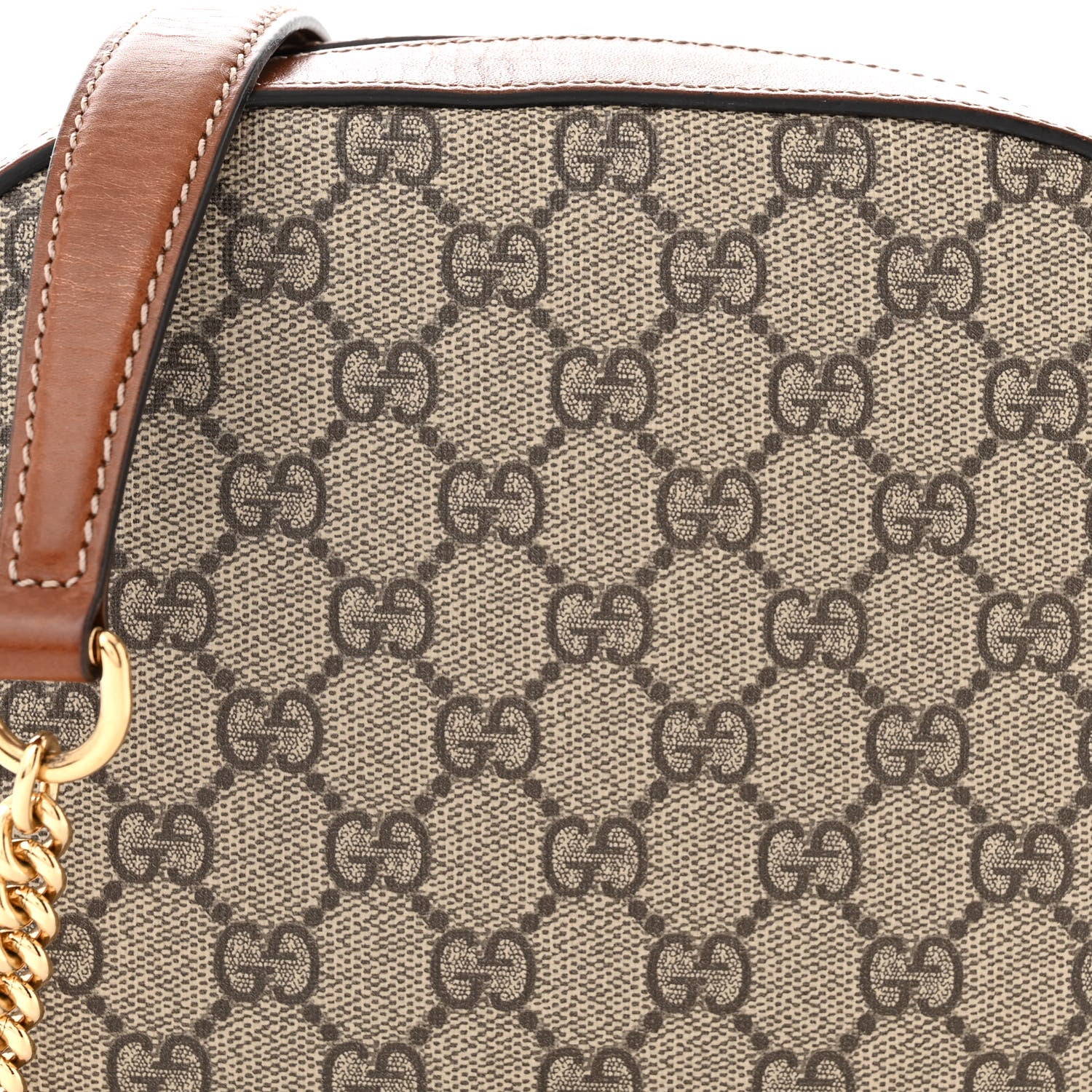 Gucci GG Supreme Monogram Cuoio Toscano Mini Chain Shoulder Bag Beige Ebony Cuir 8 of 11
