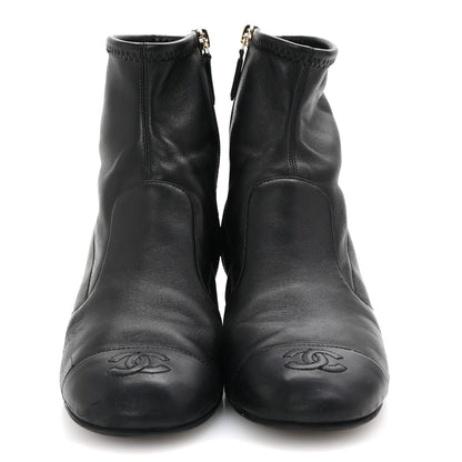 Chanel Stretch Lambskin Cap Toe CC Short Boots 38.5 Black 3 of 8