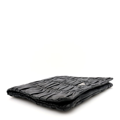 Prada Nappa Dressy Gaufre Ruched Flap Clutch Black 4 of 6