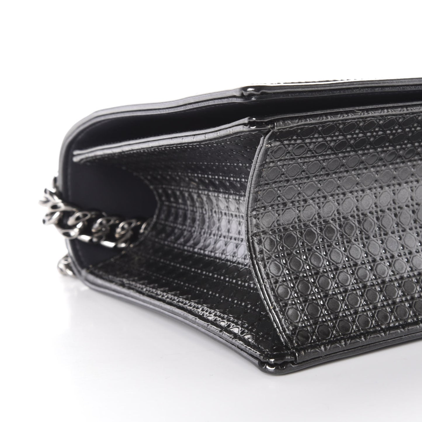 Metallic Patent Micro-Cannage Medium Diorama Flap Bag Silver