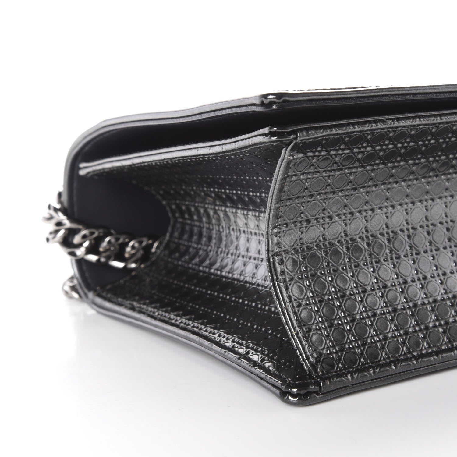 Christian Dior Metallic Patent Micro-Cannage Medium Diorama Flap Bag Silver 8 of 11