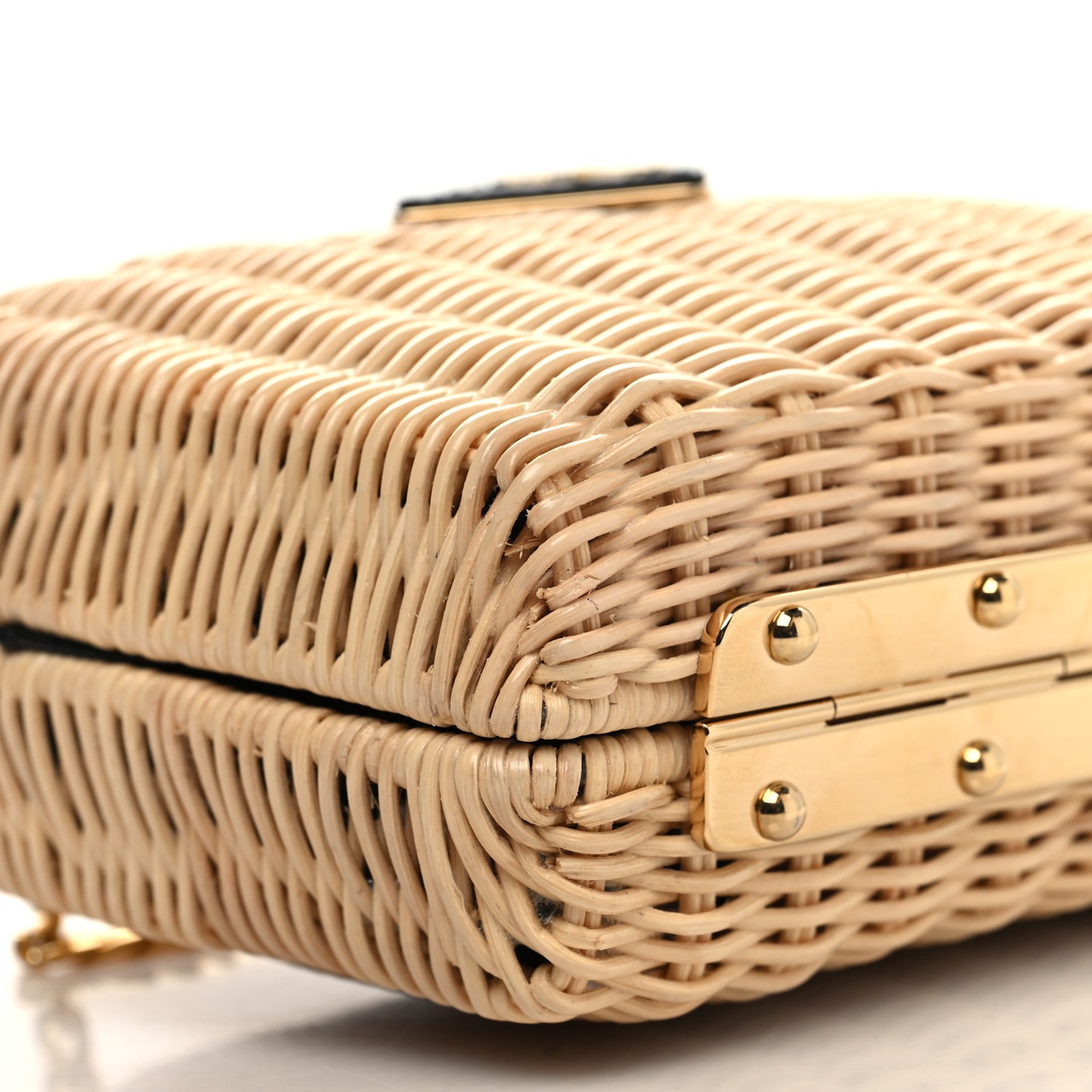 Wicker Triangle Crossbody Clutch Naturale Black