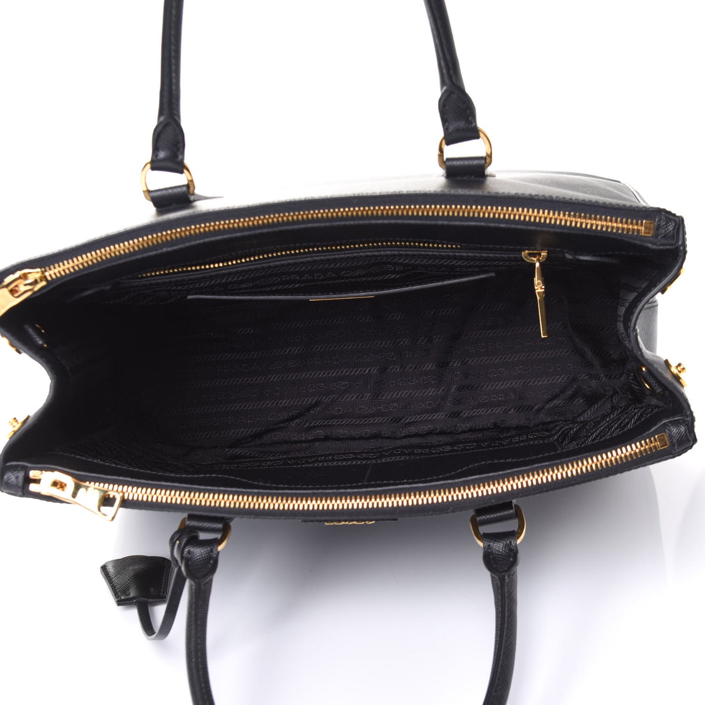 Saffiano Medium Galleria Double Zip Tote Black