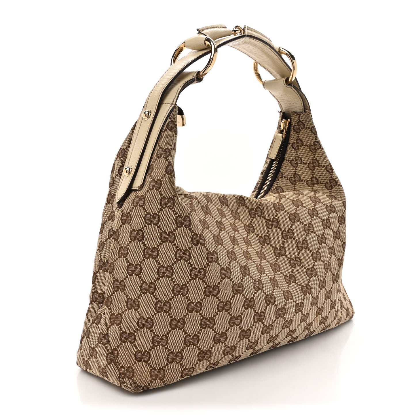 Monogram Medium Horsebit Chain Hobo Off White