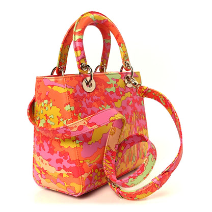 Christian Dior Calfskin Printed Woods All Over Medium Lady Dior Pink Multicolor 3 of 10