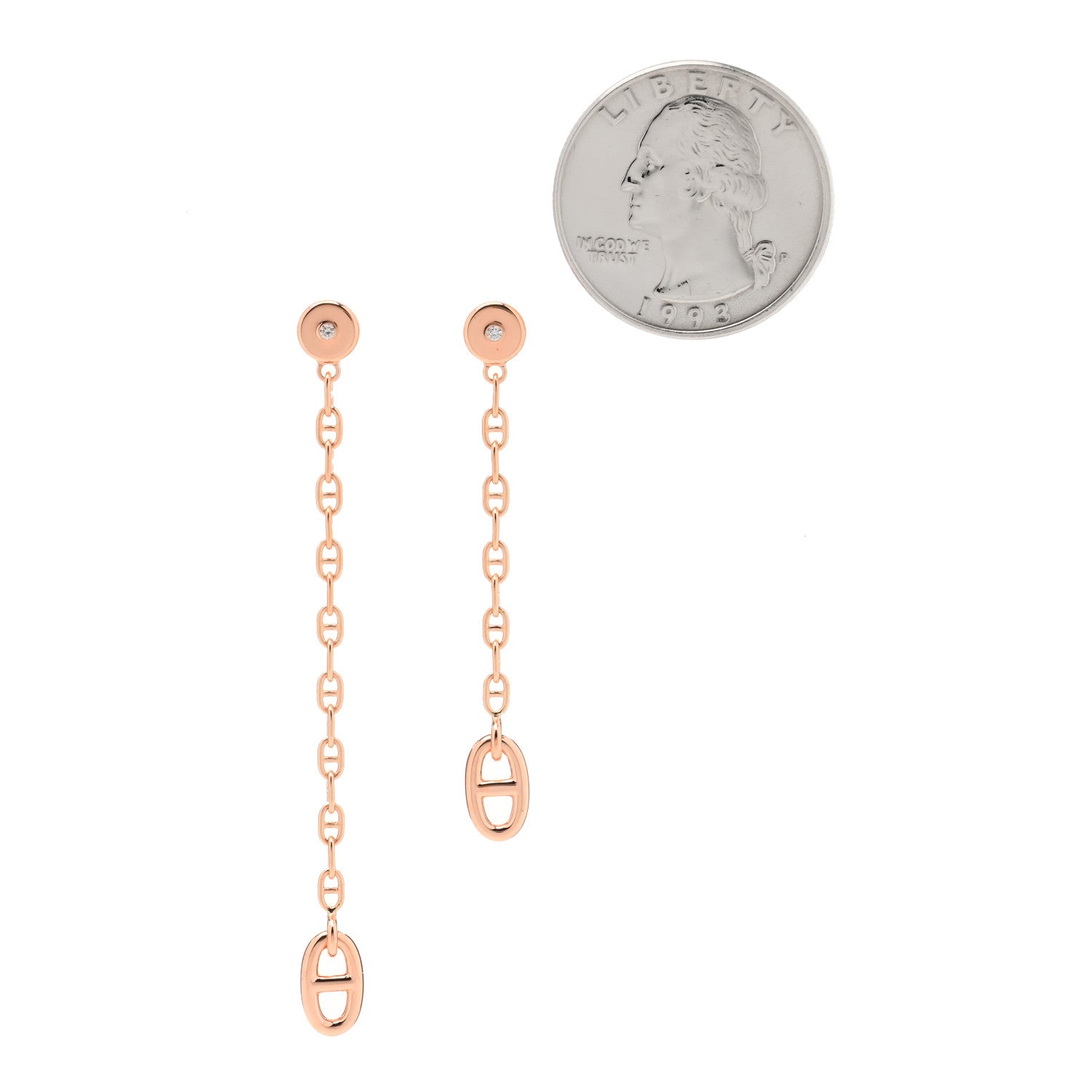 Hermes 18K Rose Gold Diamond TPM Farandole Drop Earrings 2 of 5
