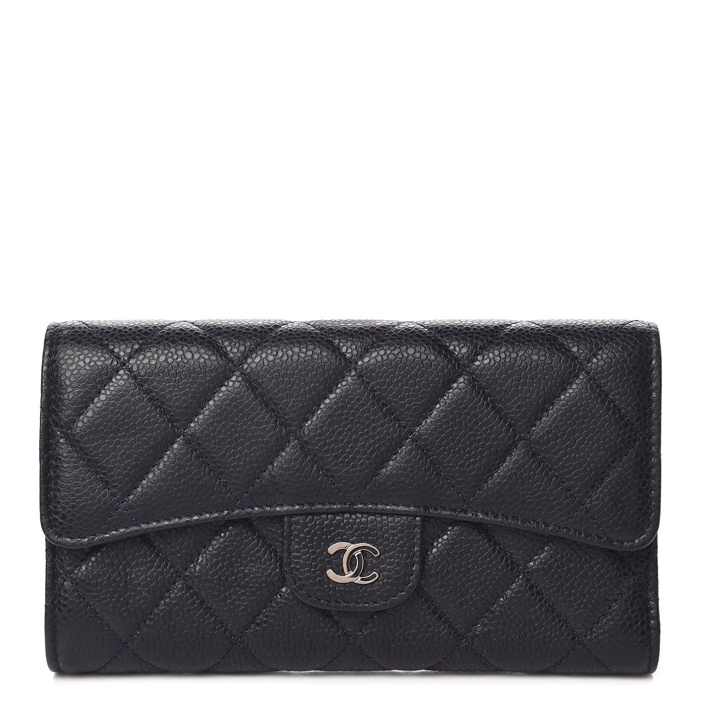 Caviar Quilted Large Flap Wallet Marine