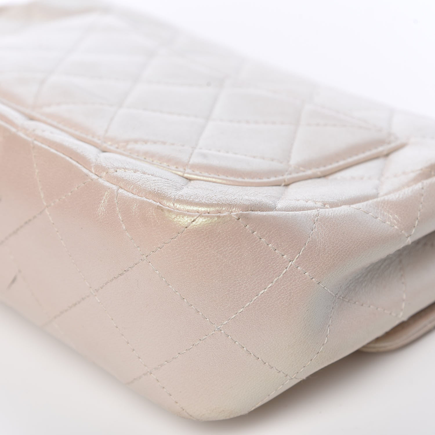 Chanel Metallic Lambskin Quilted Extra Mini Rectangular Flap Ivory 11 of 25