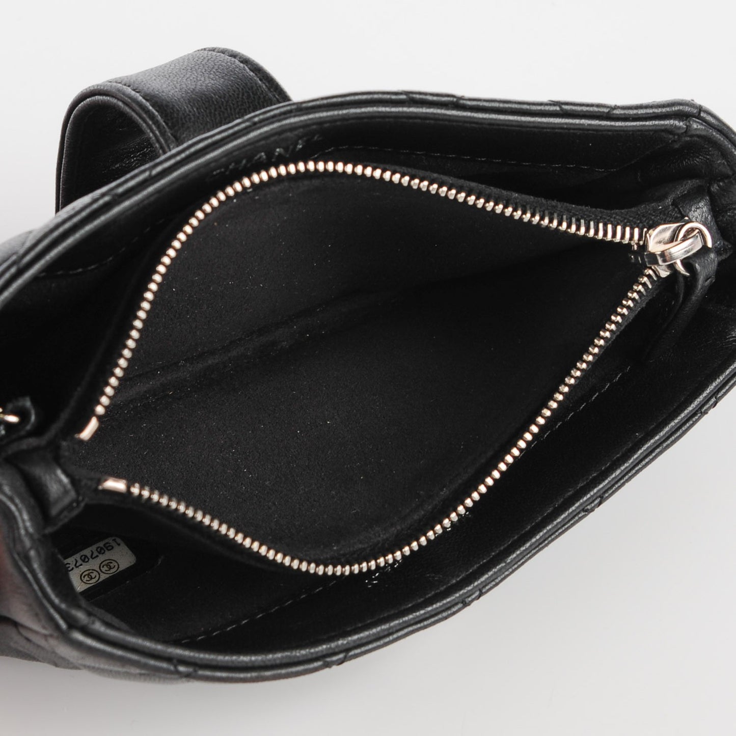 Lambskin Quilted Mini Phone Holder Clutch Black