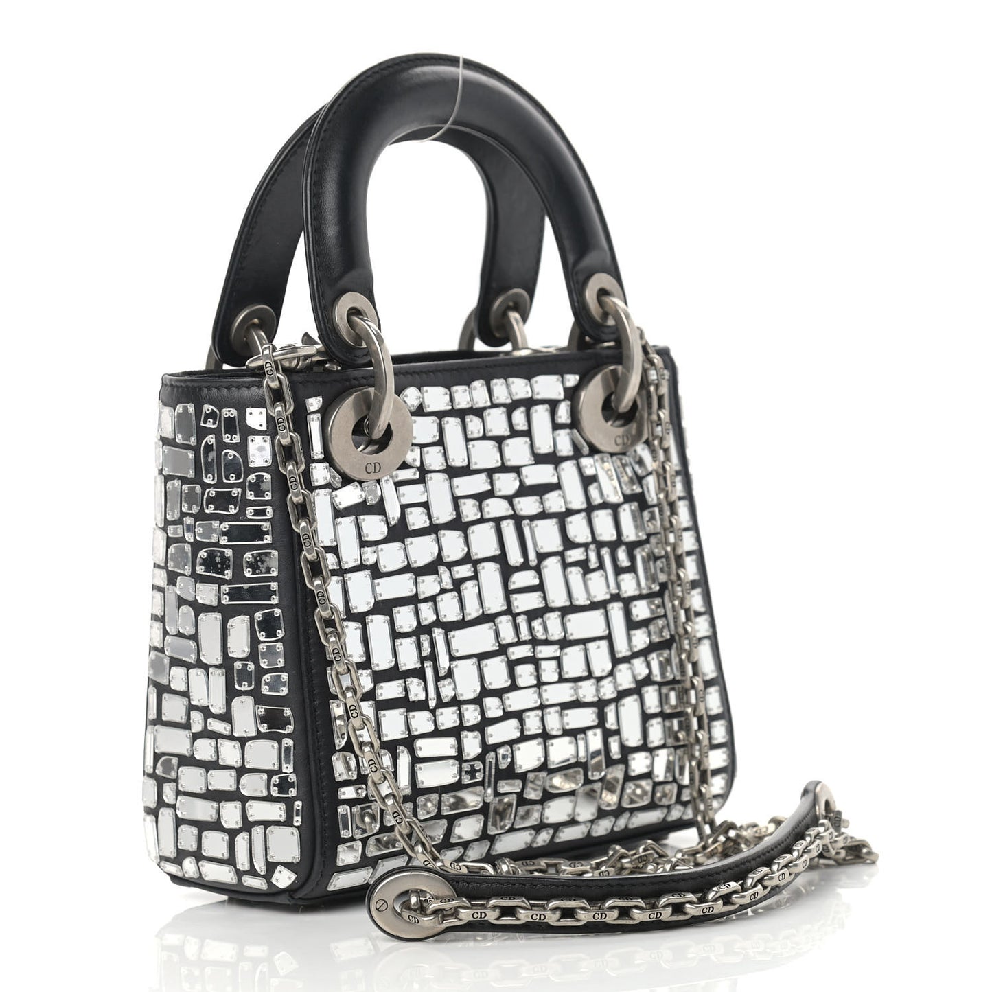 Smooth Calfskin Embroidered Mini Mosaic of Mirrors Lady Dior Black
