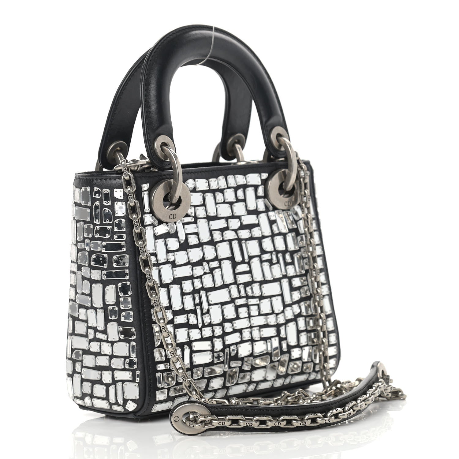 Christian Dior Smooth Calfskin Embroidered Mini Mosaic of Mirrors Lady Dior Black 3 of 11
