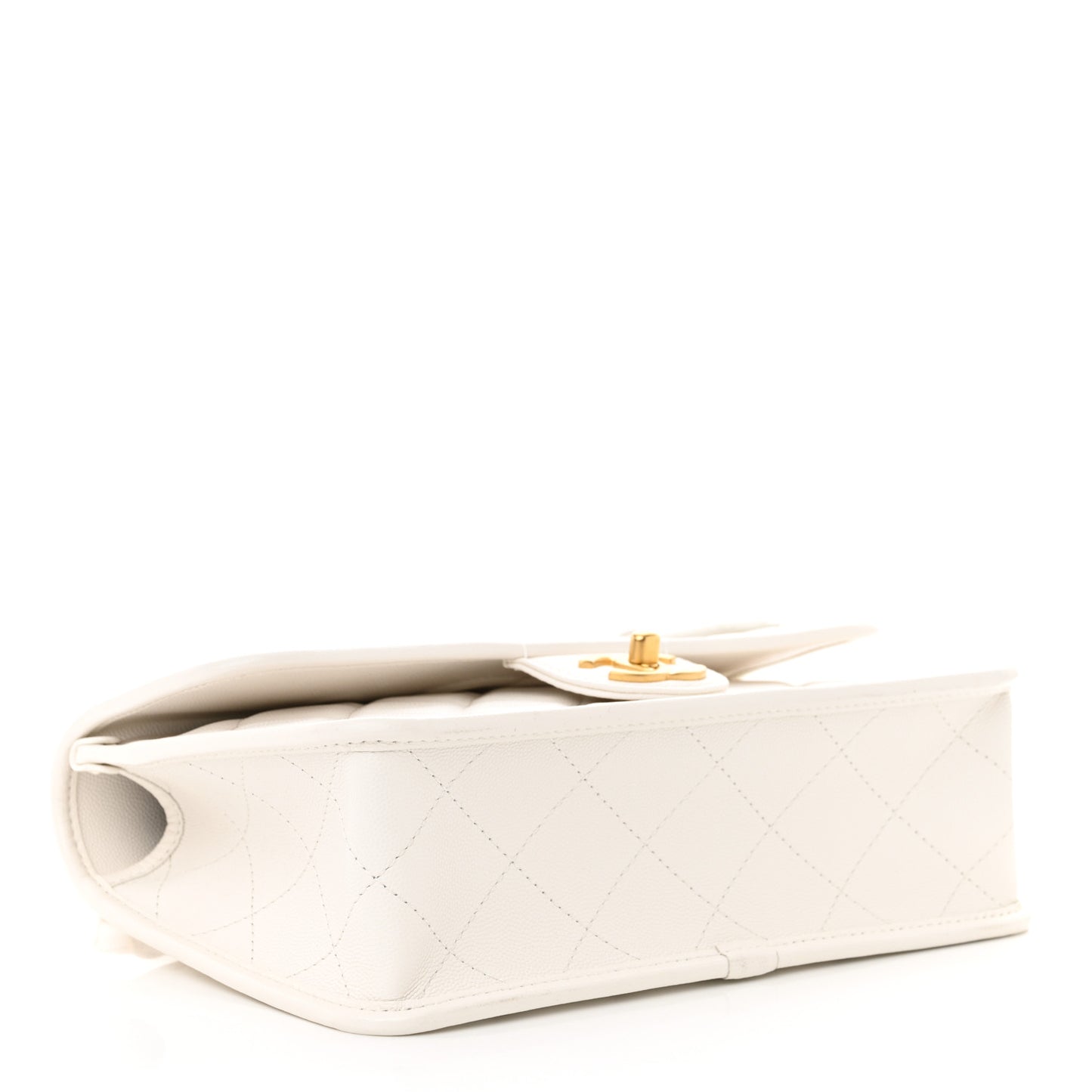 Caviar Quilted School Memory Small Top Handle Flap White