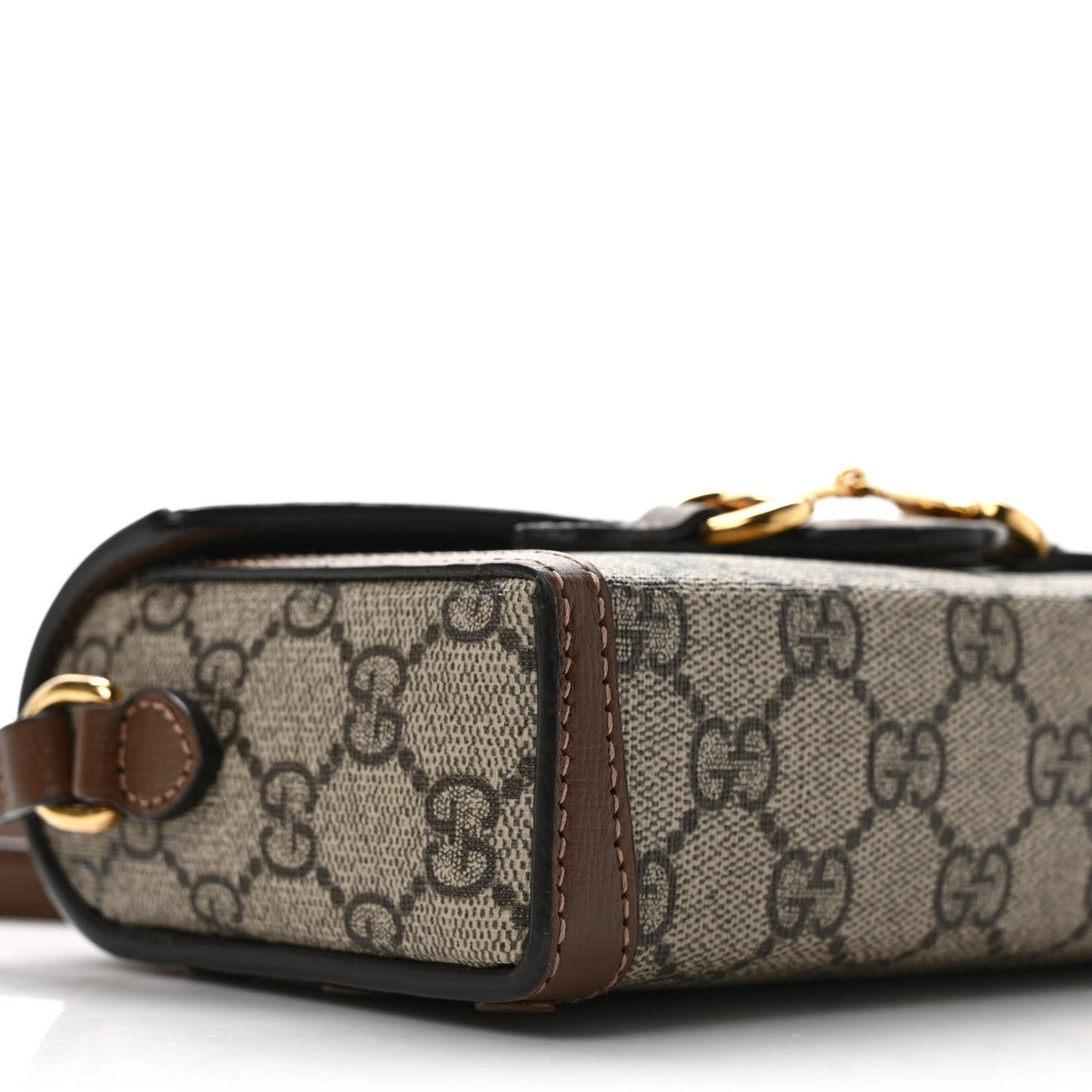GG Supreme Monogram Mini Horsebit 1955 Shoulder Bag Beige Brown Sugar
