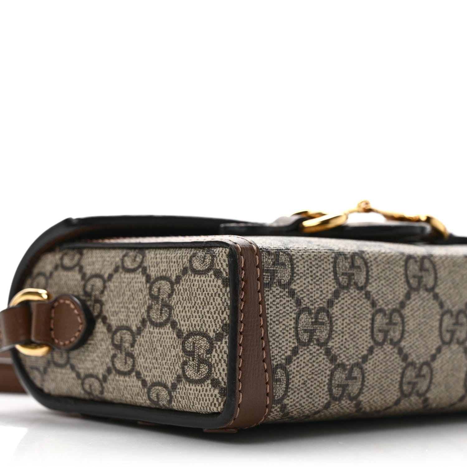 Gucci GG Supreme Monogram Mini Horsebit 1955 Shoulder Bag Beige Brown Sugar 8 of 10