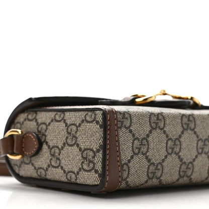 Gucci GG Supreme Monogram Mini Horsebit 1955 Shoulder Bag Beige Brown Sugar 8 of 10