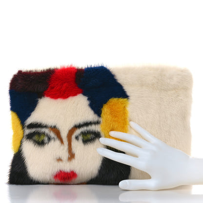 Prada Mink Fur Face Clutch White Multicolor 2 of 8