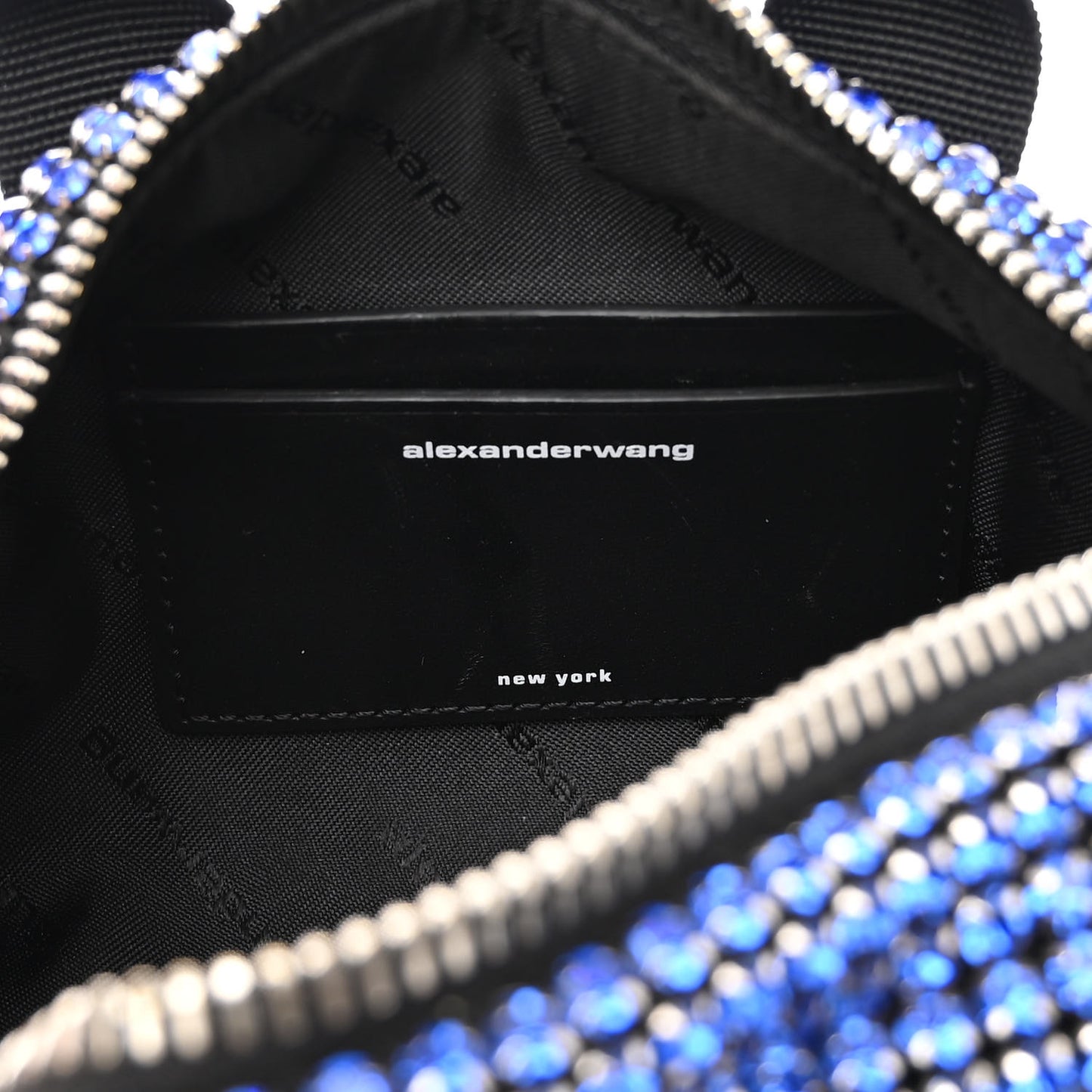 Mesh Crystal Rhinestone Mini Cruiser Duffle Black