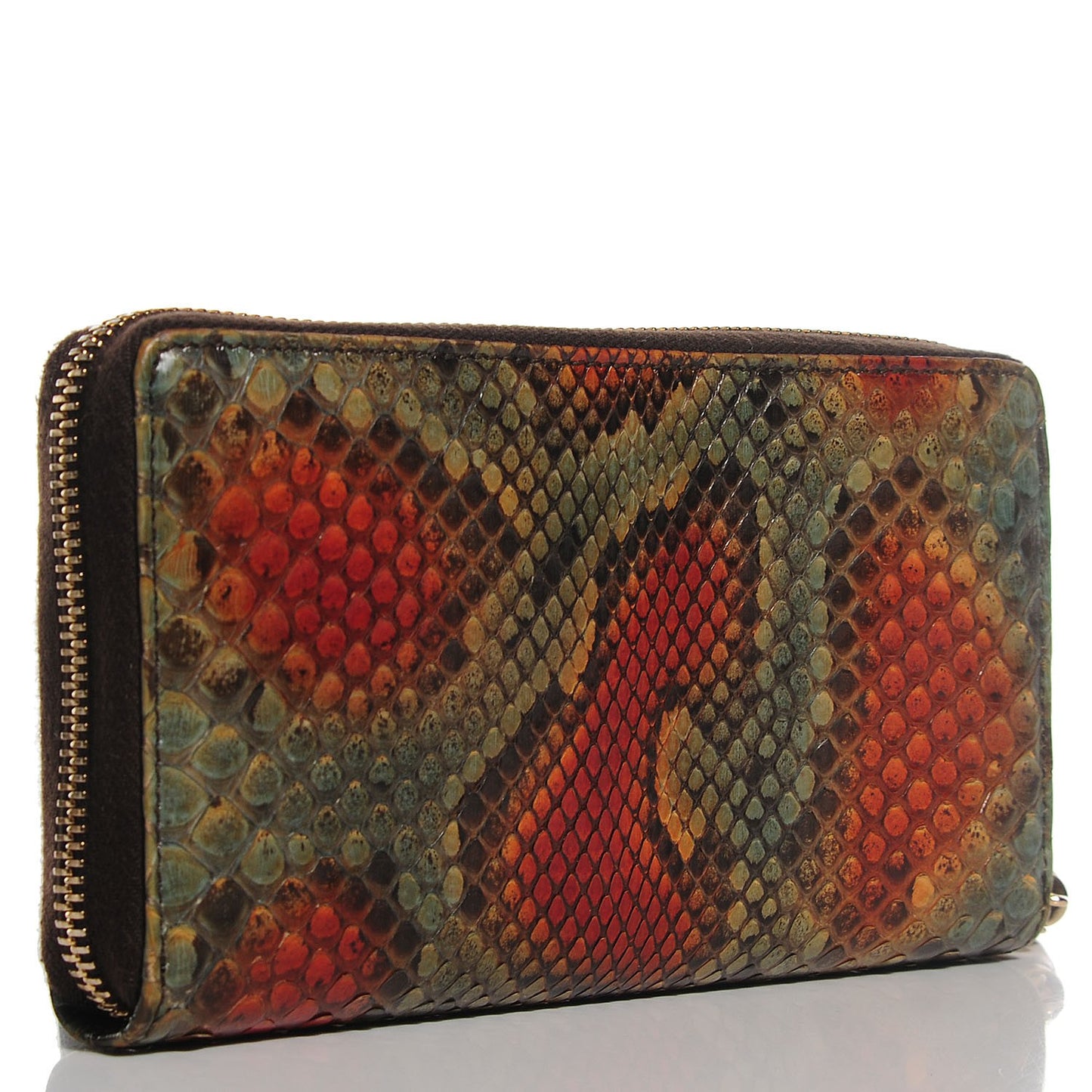 Python Bamboo Zip Around Large Wallet Orange