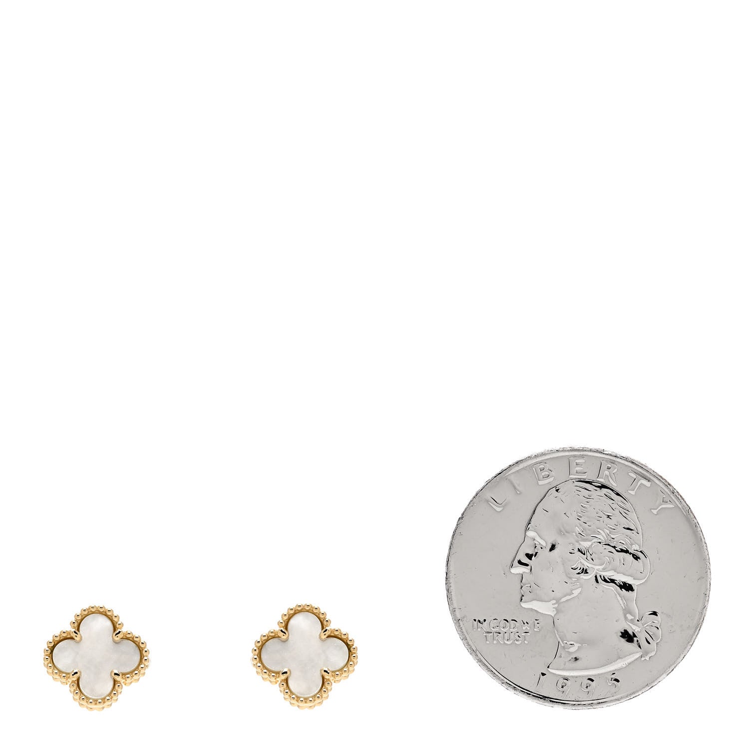 Van Cleef & Arpels 18K Yellow Gold Mother of Pearl Sweet Alhambra Earrings 2 of 5