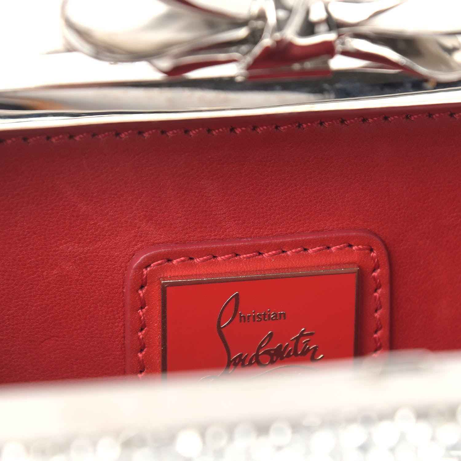 Christian Louboutin Crystal Strass Fiocco Box Clutch Silver 9 of 11