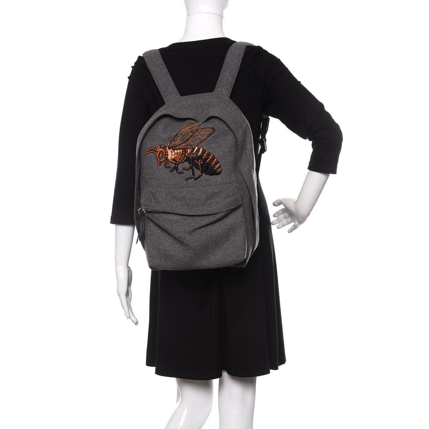 Wool Embroidered Bee Sky Backpack Grey