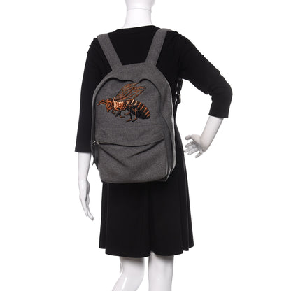 Gucci Wool Embroidered Bee Sky Backpack Grey 2 of 15