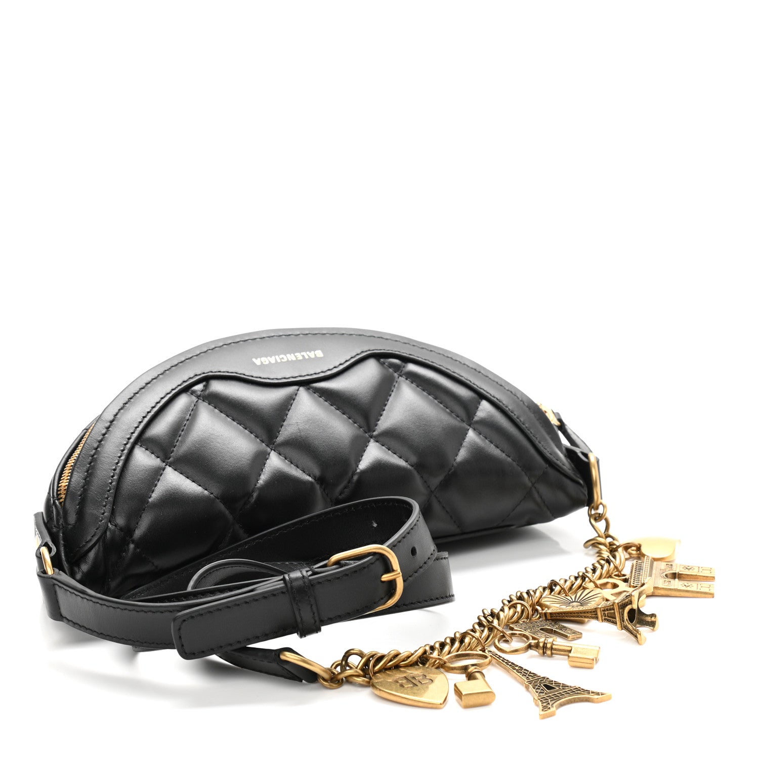 Balenciaga Calfskin Quilted XXS Souveniers Charms Belt Bag Black 10 of 10