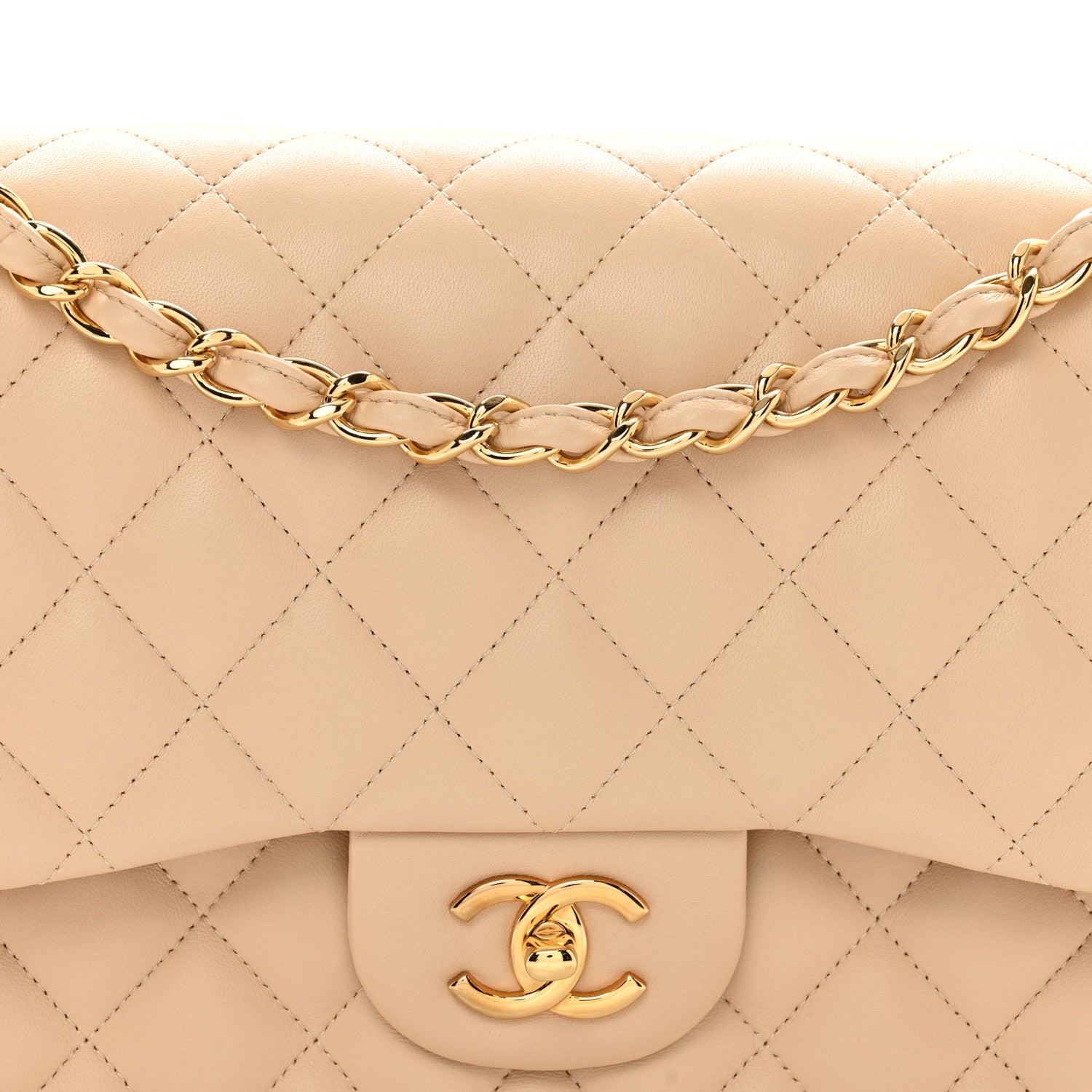 Chanel Lambskin Quilted Jumbo Double Flap Beige Clair 5 of 10