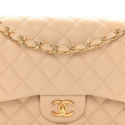 Chanel Lambskin Quilted Jumbo Double Flap Beige Clair 5 of 10