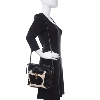 Burberry Prorsum Ponyskin Cow Printed Small Drawstring Crossbody Black White 2 of 10