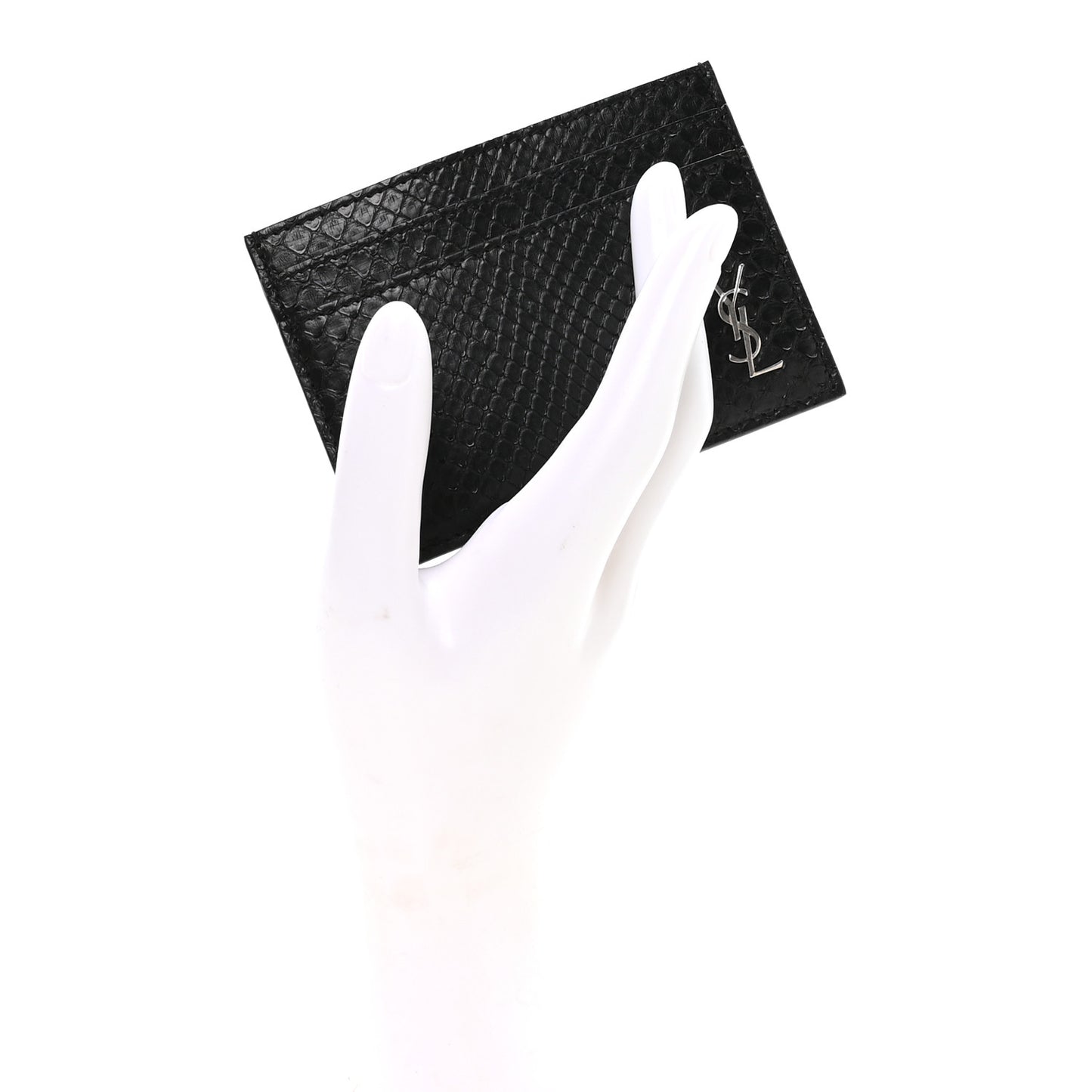 Snakeskin Monogram Credit Card Case Black